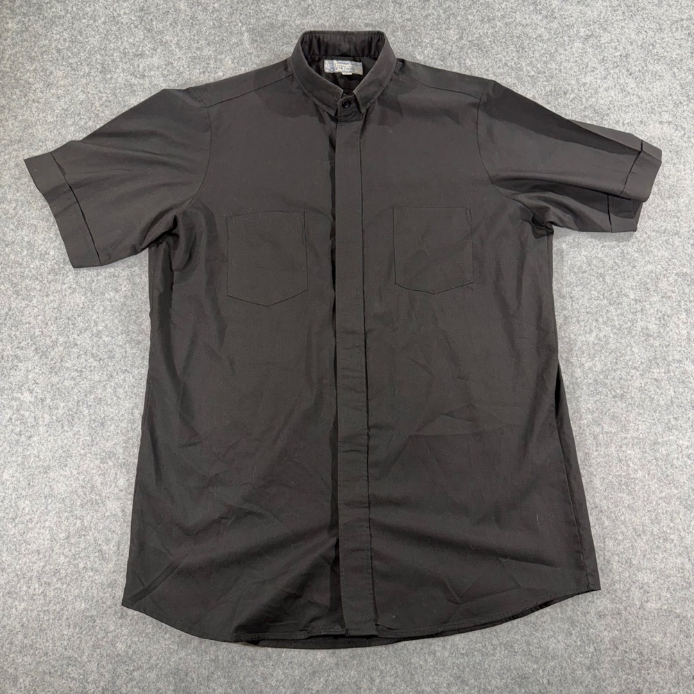RJ Toomey Mens 15.5 Black Clerical Collar Shirt Short Sleeve Summer Comfort USA